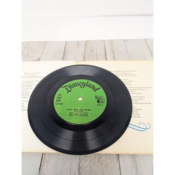 WALT DISNEY See Hear Read 33 1/3 rpm Lady And Tramp LLP-307 Book & Record 1965 - Picture 3 of 16